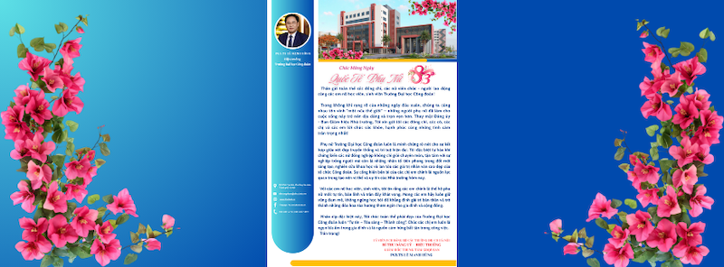 THƯ CHÚC MỪNG NGÀY QUỐC TẾ PHỤ NỮ 8/3 CỦA HIỆU TRƯỞNG TRƯỜNG ĐẠI HỌC CÔNG ĐOÀN